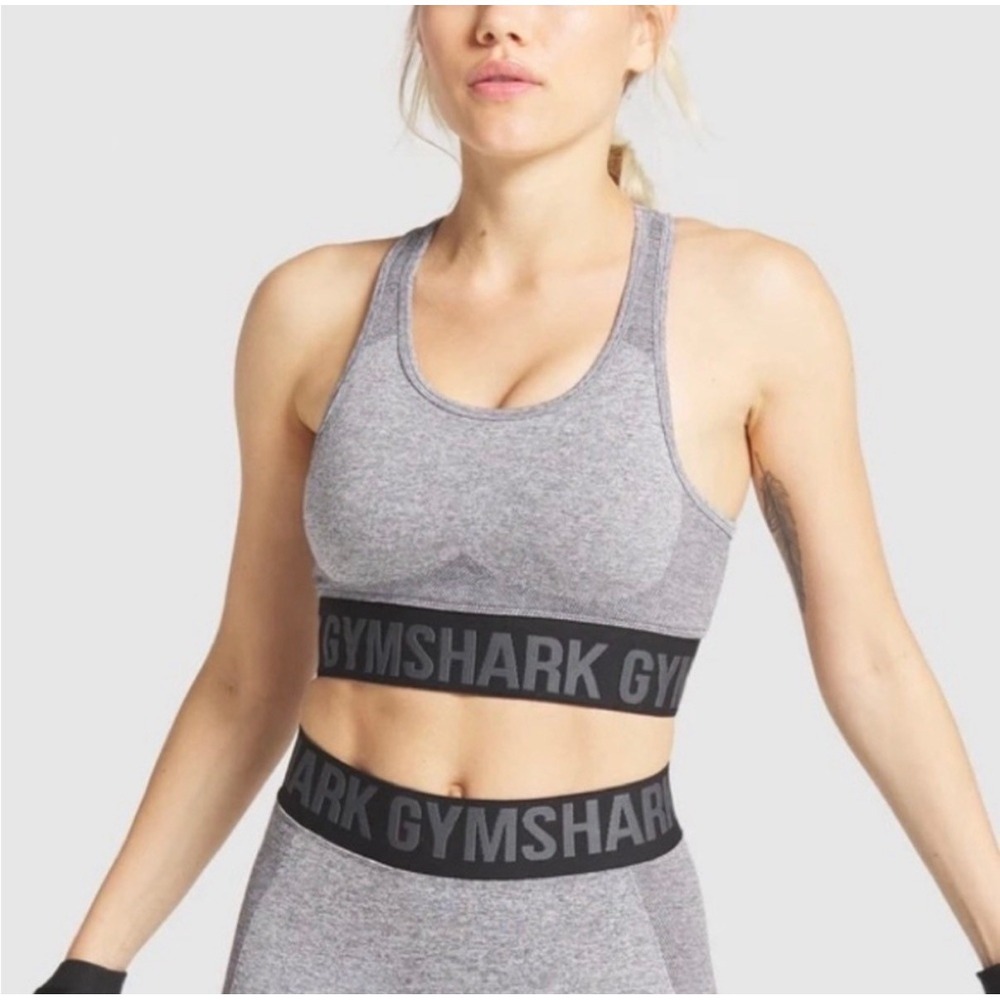 Gymshark Flex Sports Bra Women Small Grey Excellent Racerback Seamless GLSB3905